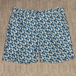 Peter Millar Mens Size XL Blue Sea Camo Mesh Swim Hybrid Trunks Performance